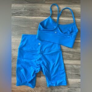 Lululemon Blue Sports Bra and Biker Short Matching Set